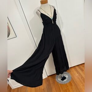 Sexy Bohemian Open Back Maxi Flowy Bell Bottom Hippie Chic Maxi Jumpsuit Romper